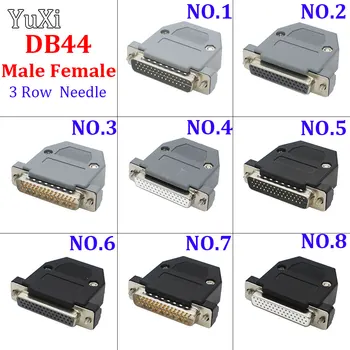 DB44 Lydmetalis Galvos Male Plug/Moterų Lizdas Plastikinis Korpusas Komplektas 3 Eilės 44 Pin Serijos Jungtis D-SUB 44 Adapteris Pilkas Juodas Korpusas
