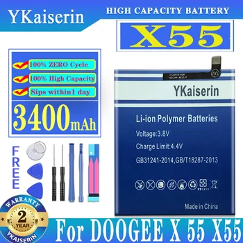 YKaiserin 3400mAh X55 Baterija Nauja Pakeitimo Aksesuaras Akumuliatoriai, naudojami DOOGEE 55 X55 mobilusis Telefonas