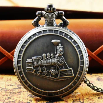 Traukinio Formos Steampunk Kvarco Kišeniniai Derliaus Mens Unisex Grandinės Laikrodžiai Dovanų Laikrodį Už Grandad