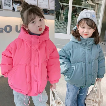 2023 Naujas Žiemą Laikyti Šiltai Žemyn Švarkai Mergaitėms Kailis Mados Korėjos Versija, Laisvi Vaikai Outwear 3-12 Metų Vaikams, Kūdikių Drabužiai Nuotrauka 0