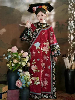 4 Spalvų, Rudens Pabaigoje Čing Dinastija Drabužių Qipao Kinų Tradicinė Suknelė Moterims Hanfu Išskirtinį Išsiuvinėti Ilgai Cheongsam