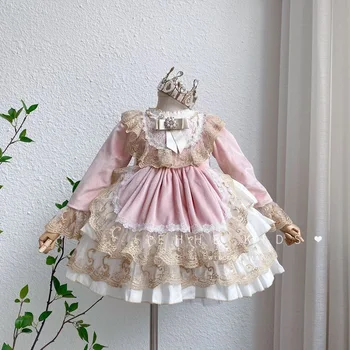 Gimtadienio Bridesmaid Suknelę, Vestuvių Suknelės, Princesė Vestidos Teismas Nėrinių Kostiumu Mergina Suknelė Mergaitėms Baby Lolita Stilius Nuotrauka 0