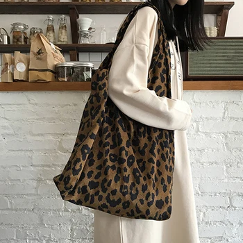 2022 Leopardas Spausdinti Ponios Audinio Maišelis Moterų Pirkinių Nešti Pirkinių Krepšiai, Sulankstomas Ekologinio Daugkartinio Naudojimo Peties Shopper Bag Rankinės