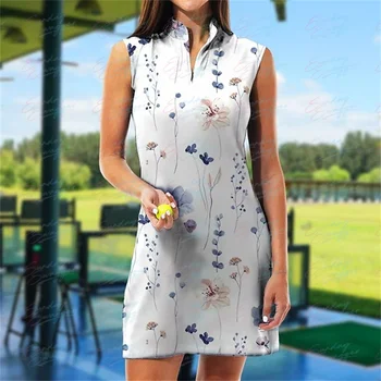 Moterų berankovis golfo vasaros sporto suknelė atsitiktinis spausdinti fitneso kvėpuojantis greitai džiūsta mokymo sportinę fitneso suknelė