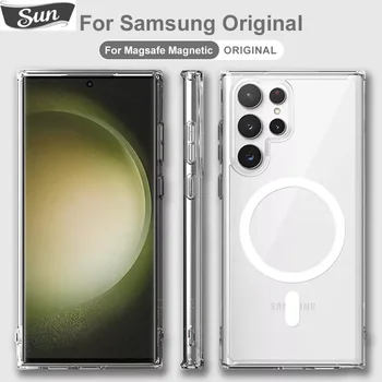 Originalą Magsafe Magnetinio Telefono Dėklas Samsung Galaxy S23 Ultra S22 Ultra Plus Belaidžio Įkrovimo Aiškiais Priedai Nuotrauka 0