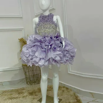 Rankų Darbo Mergina Vestuves Gėlių Mergaitės Suknelė Princesė Puošnios Suknelės Gėlių Plisuotos Tiulis Mergina Vakare Pirmosios Komunijos Suknelė Suknelė Nuotrauka 0