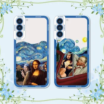 Van Gogh Mona Lisa Meno Telefono dėklas Samsung Galaxy S22 S23 S10 Plius S20 S21 Fe 20 Pastaba Ultra 10 Plius Lite A04E A04 A03S Dangtis Nuotrauka 0
