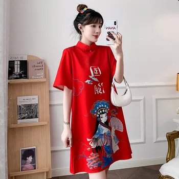 Tradicinės Kinų naujieji Metai Drabužius Moteriai, Cheongsam Suknelė Vintage Moterų Qipao Marškinėliai Nuotrauka 0