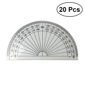 20Pcs 4 Colių 10cm Plastiko 180 ° Matlankis už Kampo Matavimas Liniuotės Mokyklos Buveinė Studentų Matematikos (Skaidrus)