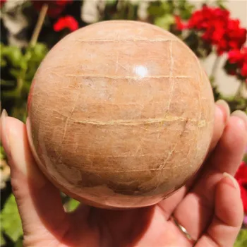 natūralus persikų mėnulio akmuo srityje kvarco kristalo akmens kamuolys gydymo reiki apdailos dovana Nuotrauka 0