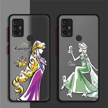 Prabangių Gėlių Disney Princess Telefono dėklas Samsung Galaxy A52 5G A71 A31 A32 A13 A50s A21s A30 A51 A12 A70s Bamperis Minkštas Viršelis