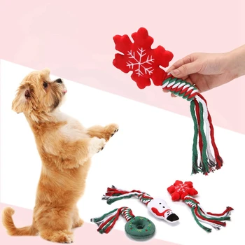 Kalėdų Mažų Šunų Kramtyti Žaislas Pliušinis Šuniukas Kutas Virvę Pet Žaislas Santa Claus Snaigės Kalėdų Eglutė Katė Priedų