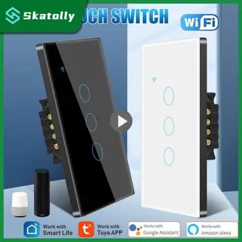 1PCS WiFi Smart Switch MUMS 1/2/3/4 Gauja Šviesos Jungiklį Reikia Neutralaus Laido Tuya Smart Gyvenimo APP Kontrolės Paramos Alexa Namuose