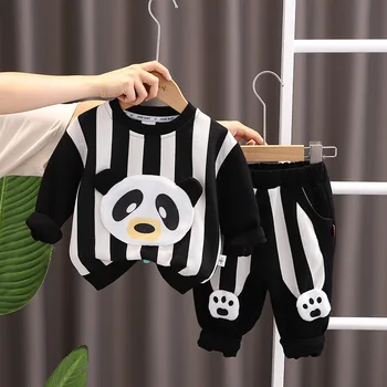 2023 Pavasarį ir Rudenį Berniukų Nustatyti Vaikų vyriškos Sporto ir Laisvalaikio Panda Megztinis+Kelnės Dviejų dalių Vaikų Set