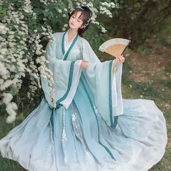 Tradicinės Kinų Kostiumai Moterims Hanfu Pasakų Suknelė Liaudies Šokių Derliaus Siuvinėjimo Princesė Apranga Kinijos Hanfu Suknelė