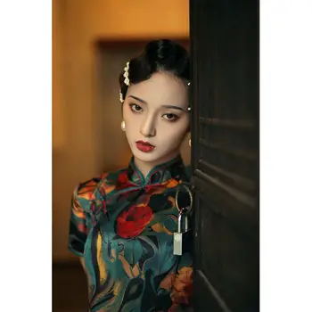Yourqipao Cheongsam Kinų Stiliaus Moterys Pavasarį, Rudenį Sutirštės Ilgai Retro Stiliaus Senoji Šanchajaus Tradicinių Hanfu Vakaro Suknelės