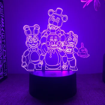 FNAF Freddy 3D Akrilo Naktį Lemputė su Nuotolinio Valdymo 16 Spalvų Transformuoti Miegamojo Puošmena Vaikų Žaidimo Gerbėjai Kalėdų Dovana