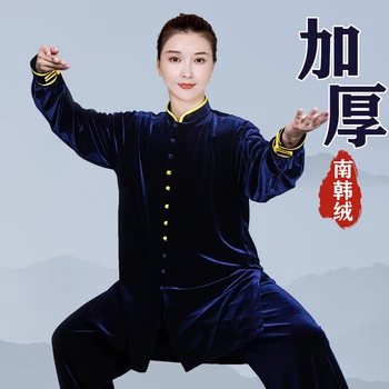 Wudang Tai Chi kostiumas moterų high-end rudenį ir žiemą storas aksomo auksinio aksomo chi mokymo tiktų vyrų šiltų drabužių
