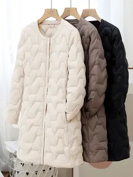 Moterų Ilgas Ultra Light Puffer Jacket, 90% Baltųjų Ančių Pūkų Paltai, Plonas Parkas, Šiltų viršutinių drabužių siuvimas, Moteriškų Drabužių, Naujas, Žiemos Nuotrauka 0