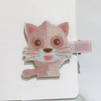 1Pcs Mada Vaikams Mielas Jaučiamas Gyvūnų Pink Cat Animacinių filmų Ornamentu Kūdikio Plaukų Clips Mergaičių Gražių plaukų segtukai Vaikai, Plaukų Aksesuarai