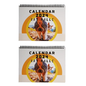 2VNT 2024 Kalendorius Nustatyti Sau. 2024 m. - Dec. 2024 M., 2024 Kalendorius Katės Buttholes Kalendorius 9.8X7.7Inch