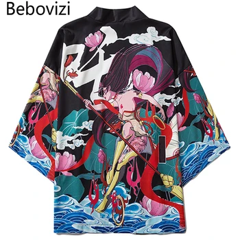 Bebovizi 2020 M. Kinijos Stiliaus Anime Nezha Kimono Streetwear Vyrų, Moterų Megztinis Japonijos Skraiste Moterų Drabužių Cosplay Marškinėliai Palaidinė