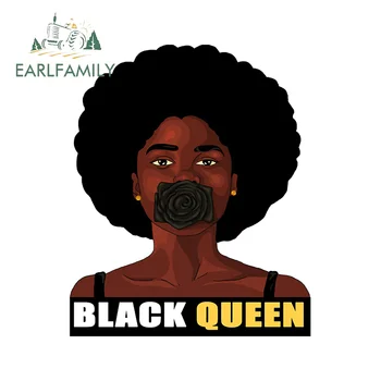 EARLFAMILY 13cm x 10.9 cm Afro Black Queen Melanino, Automobilių Lipdukai, Vinilo Medžiagos, Lipdukas Windows Vandeniui Animacinių filmų Dekoras