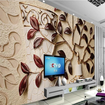 papel de parede 3D Užsakymą tapetai, 3D reljefo lapų kambarį fone, sienų apdaila dažymas tapetų kambarį