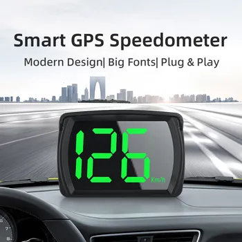 Automobilių GPS HUD Skaitmeninis Spidometras KMH MPH Dideli Šriftai Žalia Šviesa Automobilių HUD Head Up Display už Visus Automobilius