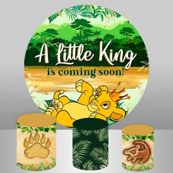 Pritaikyti Kūdikio Liūtas Karalius Turas Fone Padengti Gimtadienio Apdailos Prekių Berniukas Baby Shower Pyragas Stalo Cilindrų Apima