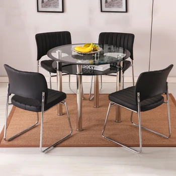 Valgomasis stalas ir kėdės mišinys, modernus ir minimalistinis mažų vienetų, namų apyvokos apskrito derybų stalo