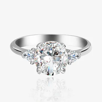 4.5 Karatų Imituoti Deimantų Žiedas, Pagamintas iš 100% 925 Sidabras, Cirkonis,Elegantiškas, Madingas Stiliaus pateikdama Pasiūlymą