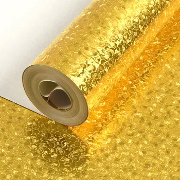 Klasikinis, Prabangus Aukso Folija Apmušalai Atsparus Vandeniui Kambarį Miegamojo Lubų Dryžuotas Grotelės Aukso Blizgučiai Sienos Dokumentų Roll