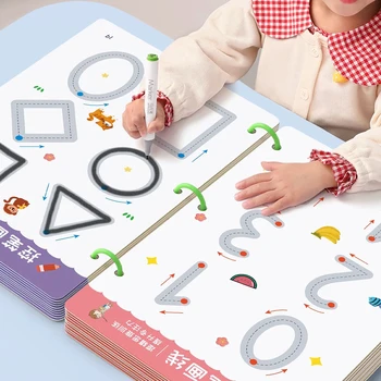 Daugkartinio Naudojimo Magija Montessori Vaikų Piešimo Knyga Praktikos Copybook Kontrolės Mokymo Knyga Stebuklinga Sekimo Darbaknygę