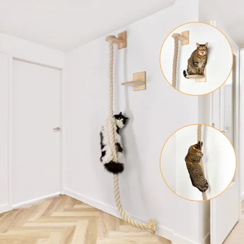 Juokingi Kačių Žaislai Naminių Kačių Scratchers Katė Medžio atsparaus Storo Kanapės Virvę Kačiukas Braižymo Laipiojimo Žaislų Ir Medienos Platforma Šokinėja