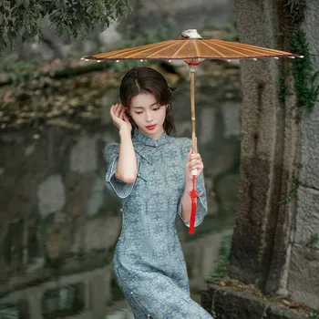 Elegantiškas Vasarą iš Ramės (kiniškosios dilgėlės Pasviręs Atlošas Modernaus Cheongsam Prarasti Atsitiktinis Fotografija, Retro Qipao Kinų Stiliaus Vakaras Suknelė Moterims