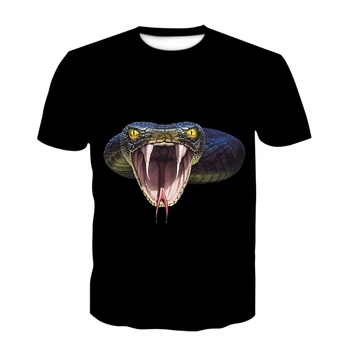 Naujas Gyvatė Modelio vyriški marškinėliai vyriški Gyvūnų 3D Trumpas Rankovės Vasaros Atsitiktinis Mados Viršūnes O-Kaklo Marškinėliai Street Drabužiai Nuotrauka 1