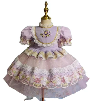 Turkija Vitange Gimtadienio Suknelė Vaikams Dovanų Gėlių mergaičių Suknelės Individualų Girl Lolita Dress Vaikai Atostogų EID Suknelė Kūdikių Saldus Nuotrauka 1