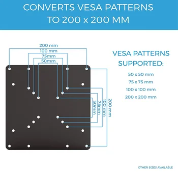 VESA Mount Adapter Plokštė, TV Stovai, Konvertuoti 75X75 ir 100X100 iki 200X200 mm VESA Modelius, VESA Konversijos Plokštė Nuotrauka 1