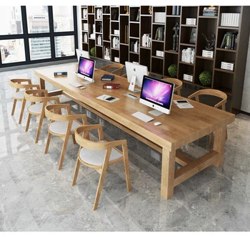 Medžio masyvo didelės konferencijų stalo, Modernus minimalistinio kompiuterio stalo derybų stalo mokymo lentelėje Office Joker ilgo stalo Nuotrauka 1