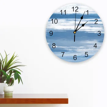 Abstraktus Mėlyna Pilka Tekstūros Miegamojo Sienos Laikrodį, Didelė Moderni Virtuvė Valgomasis Apvalus Sieniniai Laikrodžiai Kambarį Žiūrėti Namų Dekoro Nuotrauka 1