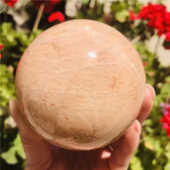natūralus persikų mėnulio akmuo srityje kvarco kristalo akmens kamuolys gydymo reiki apdailos dovana Nuotrauka 1