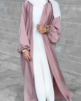 Musulmonų Mados Drabužių Moterų Dubajus Arabų Sluoksniuotos Rankovėmis Nėrinių Ramadanas Suknelė Elegantiškas Juosmens Uždarymo Skraiste Türkiye Cardigan Skraiste Nuotrauka 1