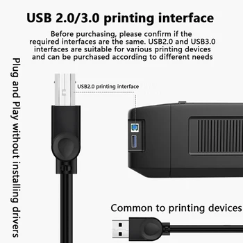 1.5 m/3m USB 2.0 High Speed Kabelis Spausdintuvo gyventi Į B Ilga Juoda Ekranuotas Įrankis Duomenų Eilutė Nuotrauka 1