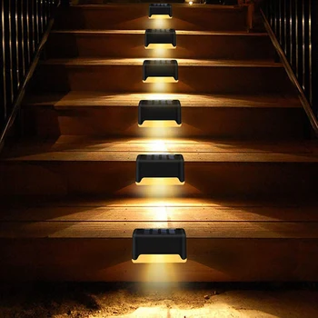 8Pcs LED Saulės Šviesos Lauko Vandeniui Sienų apšvietimo Sodo Kraštovaizdžio Žingsnis Laiptų Denio Šviesa, Balkonas, Tvoros, Saulės Šviesos Nuotrauka 1
