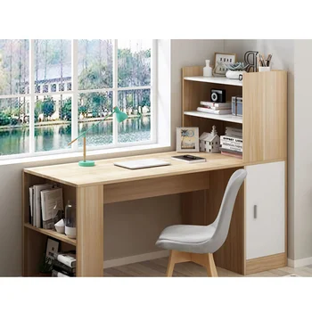 Šiuolaikiniai mediniai baldai, kampas, stalas, namų biuro stalas su spinta balta kompiuterio stalas Nuotrauka 1