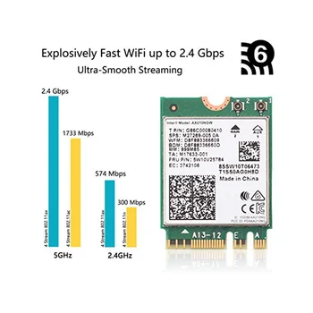 AX210NGW WiFi Korta, Wi-Fi 6E 11AX Bevielio ryšio Modulis Išplėsti Iki 6GHz MU-MIMO Tri-Band Vidaus Tinklo plokštė+Bluetooth 5.2 Nuotrauka 1