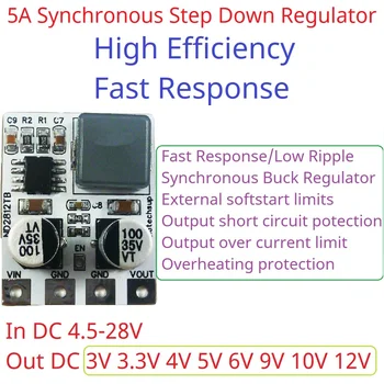 2/5VNT Aukšto Efektyvumo Greitai Reaguoti Sinchroninio Žingsnis Žemyn Reguliatorius 4.5-28V į 3V 3.3 V, 4V 5V 6 V 9V 10V 12V DC-DC Buck Konverteris Nuotrauka 1