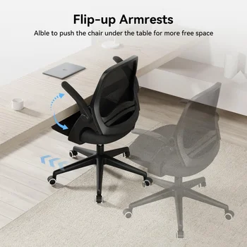 Hbada Biuro Kėdė su Flip-Up Kėdės, stalai Kėdės su Pagalve, Ergonomiška Biuro Kėdė, su S Formos Atlošas Nuotrauka 1