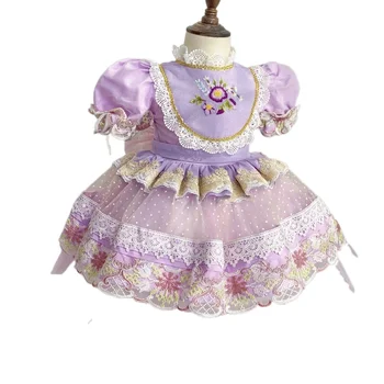 Turkija Vitange Gimtadienio Suknelė Vaikams Dovanų Gėlių mergaičių Suknelės Individualų Girl Lolita Dress Vaikai Atostogų EID Suknelė Kūdikių Saldus Nuotrauka 2